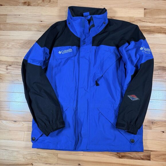 Columbia Titanium OMNI-TECH BREATHABLE SHELL WATERPROOF JACKET Sz L Men Blue - Picture 1 of 11